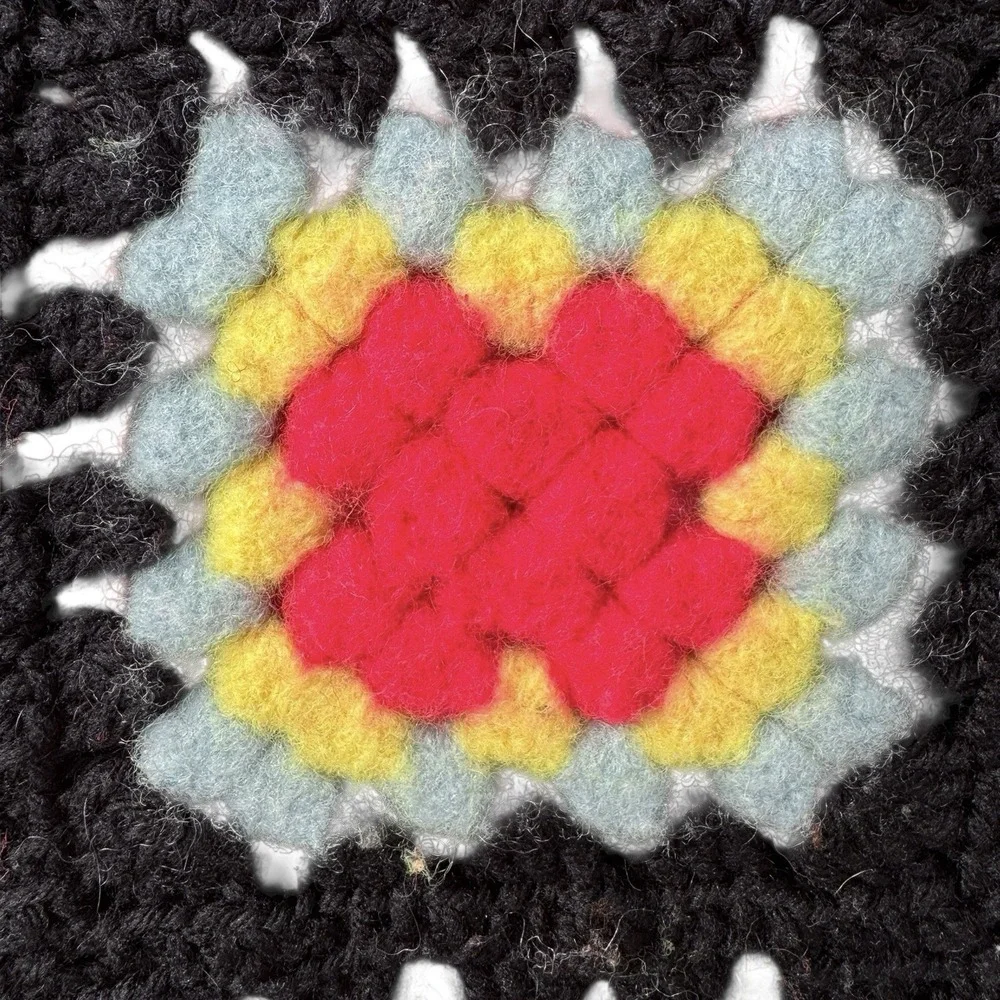 Handmade Crochet Granny Square Throw Afghan 35.5‎ X 77 inch Multi-Color Blanket